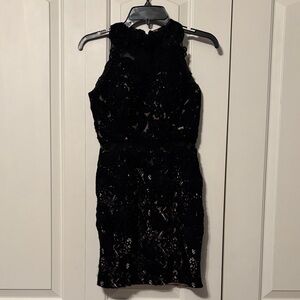 Pre-owned Abby Paris Elegant Black Lace Dress with sequins